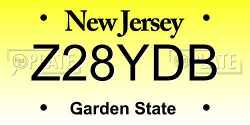 Z28YDB New Jersey License Plate