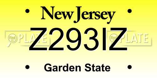 Z293IZ New Jersey License Plate