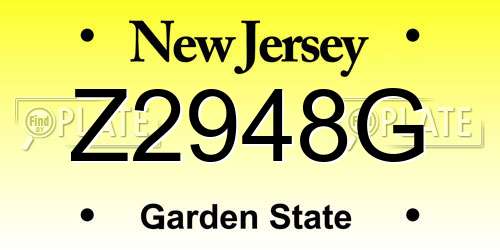 Z2948G New Jersey License Plate