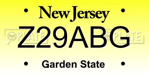 Z29ABG New Jersey License Plate