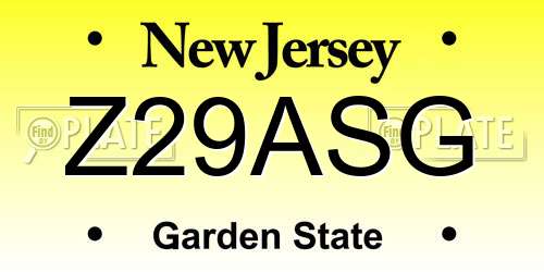 Z29ASG New Jersey License Plate