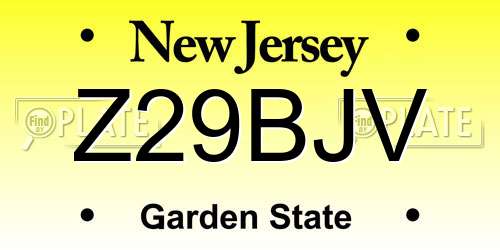 Z29BJV New Jersey License Plate