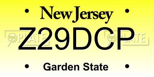Z29DCP New Jersey License Plate