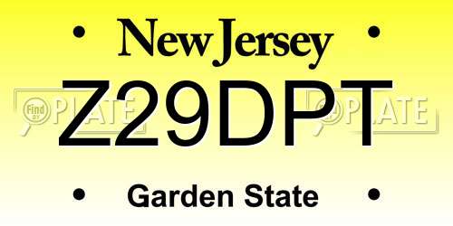 Z29DPT New Jersey License Plate