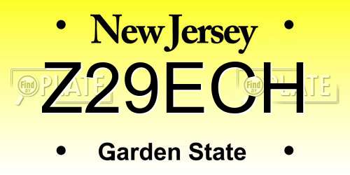 Z29ECH New Jersey License Plate