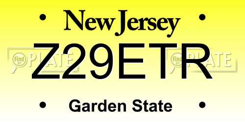 Z29ETR New Jersey License Plate