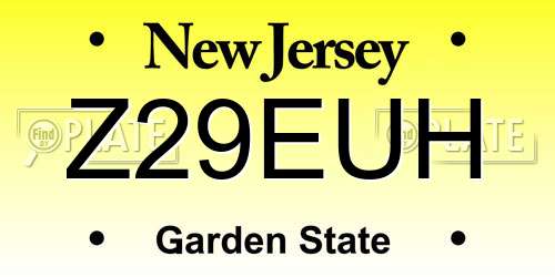 Z29EUH New Jersey License Plate