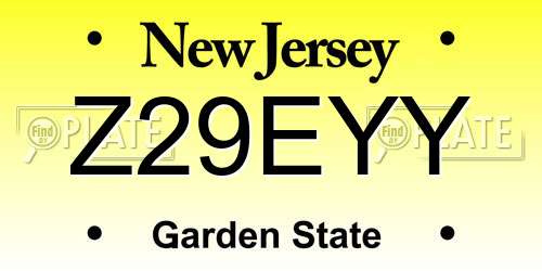 Z29EYY New Jersey License Plate