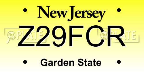 Z29FCR New Jersey License Plate