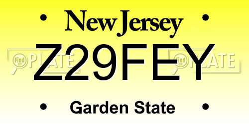 Z29FEY New Jersey License Plate