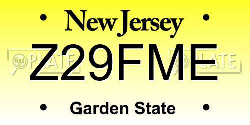 Z29FME New Jersey License Plate