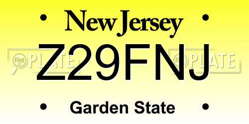 Z29FNJ New Jersey License Plate
