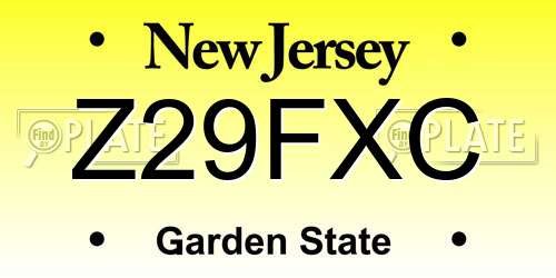Z29FXC New Jersey License Plate