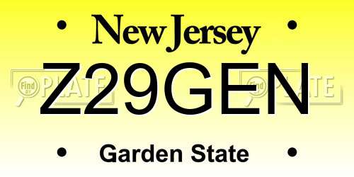 Z29GEN New Jersey License Plate
