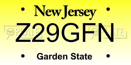 Z29GFN New Jersey License Plate