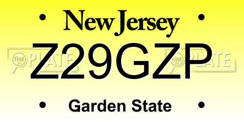 Z29GZP New Jersey License Plate