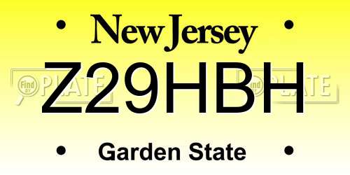 Z29HBH New Jersey License Plate