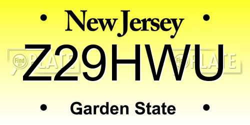 Z29HWU New Jersey License Plate
