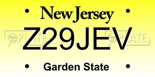Z29JEV New Jersey License Plate
