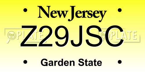 Z29JSC New Jersey License Plate