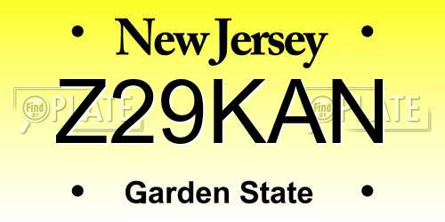 Z29KAN New Jersey License Plate