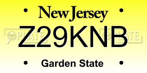 Z29KNB New Jersey License Plate
