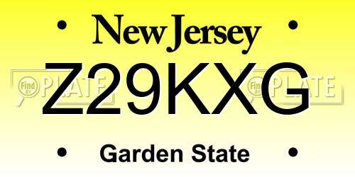 Z29KXG New Jersey License Plate