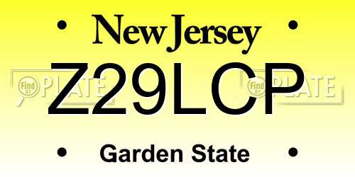 Z29LCP New Jersey License Plate