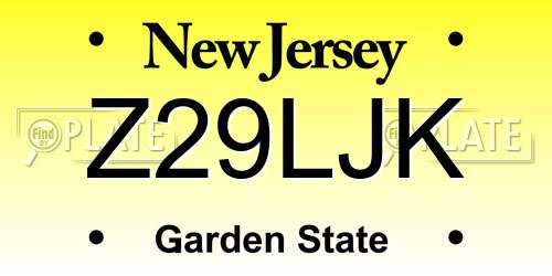 Z29LJK New Jersey License Plate