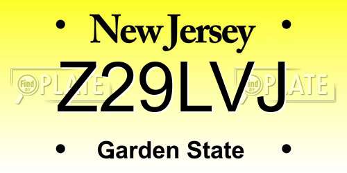 Z29LVJ New Jersey License Plate