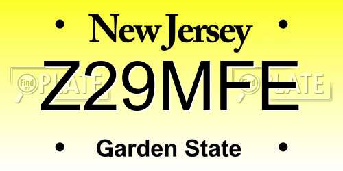 Z29MFE New Jersey License Plate