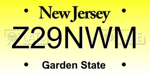 Z29NWM New Jersey License Plate