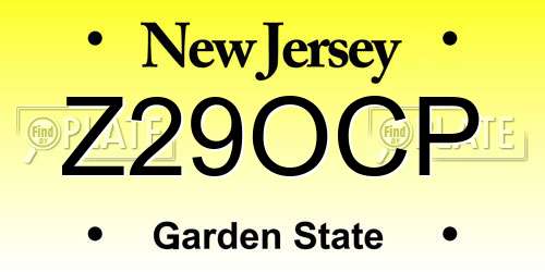 Z29OCP New Jersey License Plate