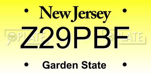 Z29PBF New Jersey License Plate