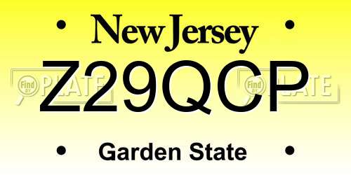 Z29QCP New Jersey License Plate