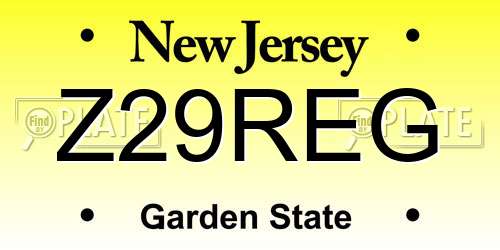 Z29REG New Jersey License Plate