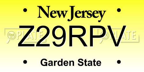 Z29RPV New Jersey License Plate