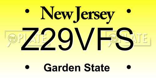 Z29VFS New Jersey License Plate