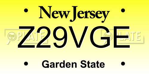 Z29VGE New Jersey License Plate