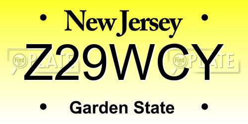 Z29WCY New Jersey License Plate