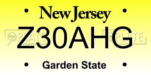Z30AHG New Jersey License Plate