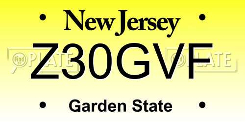 Z30GVF New Jersey License Plate