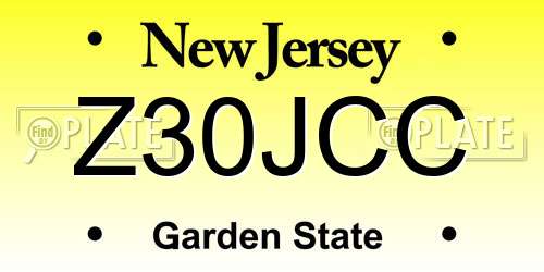 Z30JCC New Jersey License Plate