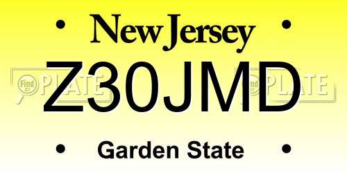 Z30JMD New Jersey License Plate