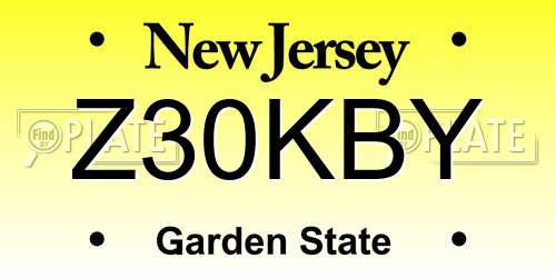 Z30KBY New Jersey License Plate