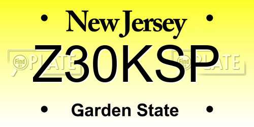 Z30KSP New Jersey License Plate