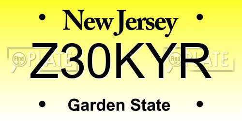 Z30KYR New Jersey License Plate