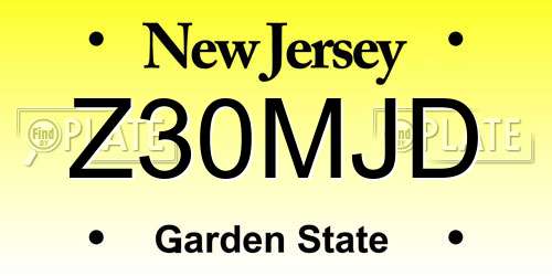 Z30MJD New Jersey License Plate