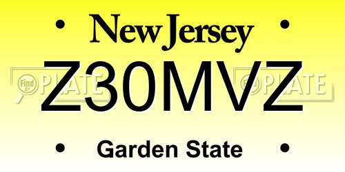 Z30MVZ New Jersey License Plate
