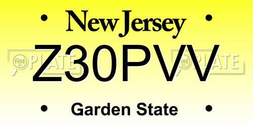 Z30PVV New Jersey License Plate